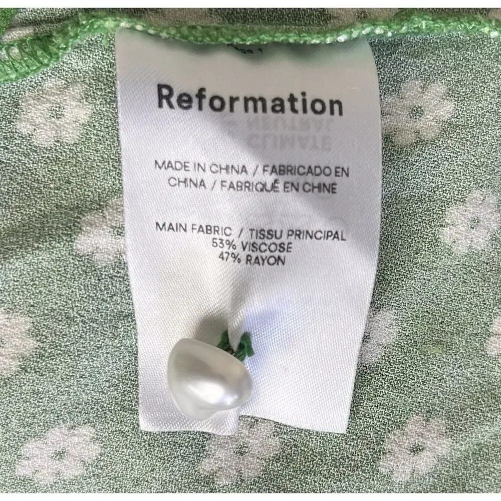 Reformation Lucian Daisy Floral Mini Dress Heart Buttons Romantic Spring Size 2 - Picture 10 of 10